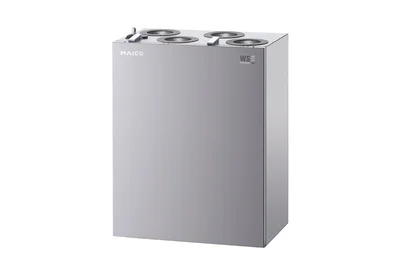 Lüftungsgerät der Serie WS170 in Silber vor weißem Hintergrund.